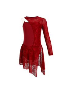 BODY BALETOWE BORDOWE ZE SPÓDNICZKĄ KORONKOWE STRÓJ DO TAŃCA BALETU R.170 2