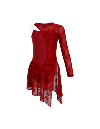 BODY BALETOWE BORDOWE ZE SPÓDNICZKĄ KORONKOWE...