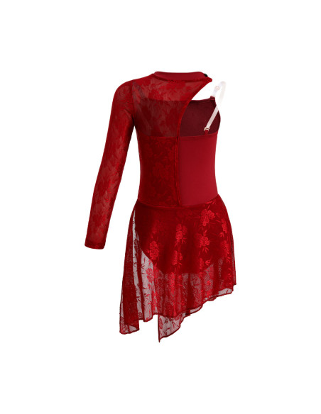 BODY BALETOWE BORDOWE ZE SPÓDNICZKĄ KORONKOWE STRÓJ DO TAŃCA BALETU R.170