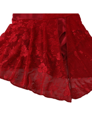 BODY BALETOWE BORDOWE ZE SPÓDNICZKĄ KORONKOWE...