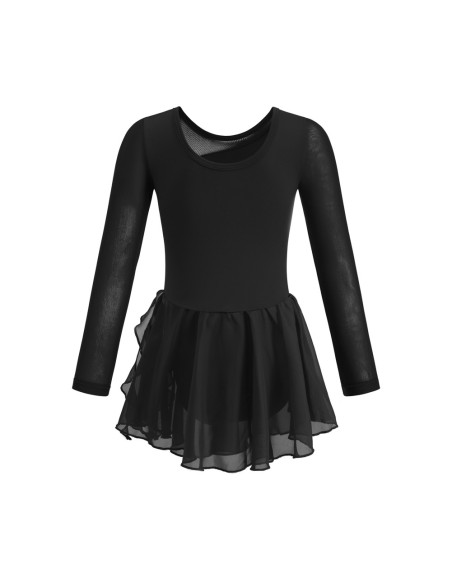 BODY BALETOWE DLA DZIEWCZYNKI Z TIULOWĄ SPÓDNICZKĄ CZARNE CEKINY ROZ