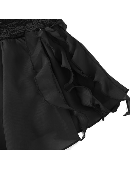 BODY BALETOWE DLA DZIEWCZYNKI Z TIULOWĄ SPÓDNICZKĄ CZARNE CEKINY ROZ