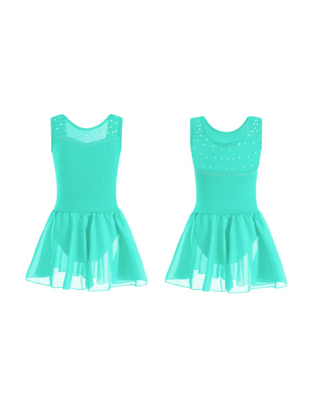 BODY BALETOWE MIĘTOWE Z TIULOWĄ SPÓDNICZKĄ I CEKINAMI ROZMIAR