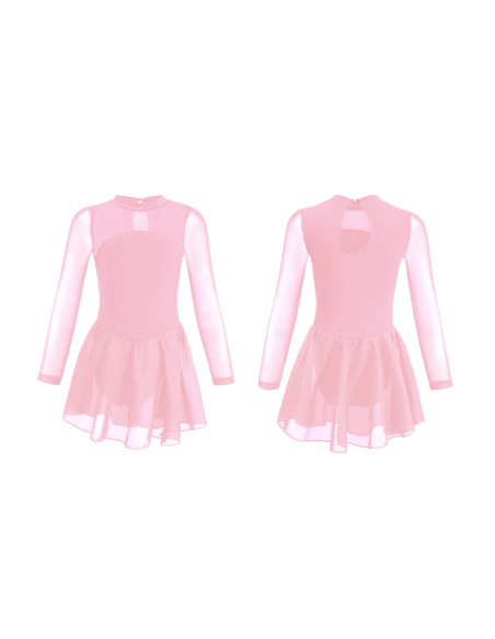 BODY BALETOWE RÓŻOWE ZE SPÓDNICZKĄ TIULOWĄ STRÓJ DO TAŃCA BALETU ROZ