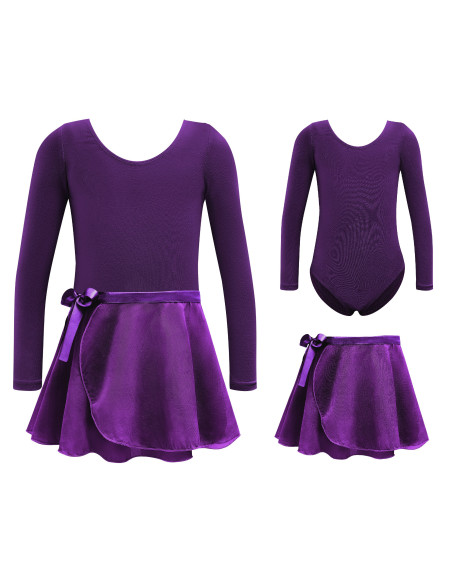 BODY BALETOWE SPÓDNICZKA STRÓJ DO TAŃCA BALETU CIEMNO FIOLETOWY