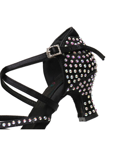 BUTY DO TAŃCA TANECZNE Z CYRKONIAMI CZARNE 6cm