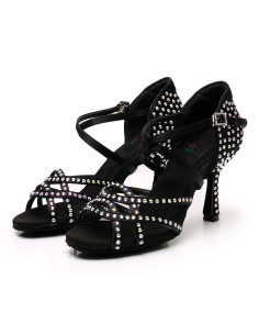 BUTY DO TAŃCA TANECZNE Z CYRKONIAMI CZARNE 9cm