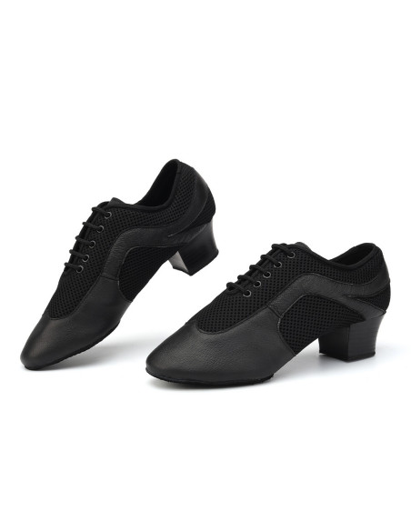 BUTY MĘSKIE DO TAŃCA TANECZNE LATINO ŁACINA SKÓRA+SIATKA ODDYCHAJĄCE 4,5cm