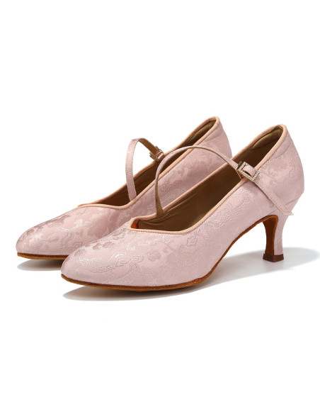 BUTY DO TAŃCA TANECZNE DO STANDARDU DELIKATNE KRYTE RÓŻOWE 6,5cm ROZ.42
