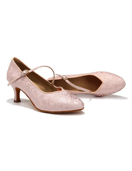 BUTY DO TAŃCA TANECZNE DO STANDARDU DELIKATNE KRYTE RÓŻOWE 6,5cm ROZ.42