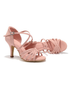 BUTY DO TAŃCA TANECZNE ZAMSZOWE TANGO BACHATA RÓŻOWE DAMSKIE 8cm ROZMIAR 2