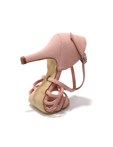 BUTY DO TAŃCA TANECZNE ZAMSZOWE TANGO BACHATA RÓŻOWE DAMSKIE 8cm ROZMIAR