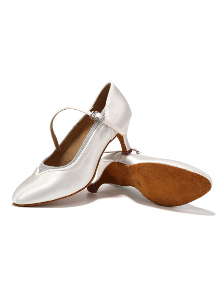 BUTY DO TAŃCA TANECZNE DO STANDARDU SATYNOWE KRYTE BIAŁE ŚLUBNE 6,5cm R.42