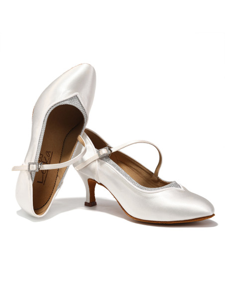 BUTY DO TAŃCA TANECZNE DO STANDARDU SATYNOWE KRYTE BIAŁE ŚLUBNE 6,5cm R.42