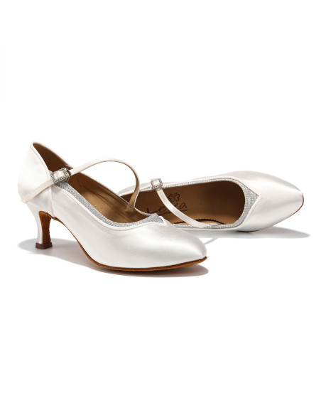 BUTY DO TAŃCA TANECZNE DO STANDARDU SATYNOWE KRYTE BIAŁE ŚLUBNE 6,5cm R.42