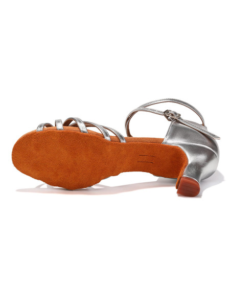 BUTY DO TAŃCA TANECZNE WYGODNE LATINO NA OBCASIE SREBRNE 5cm ROZMIAR