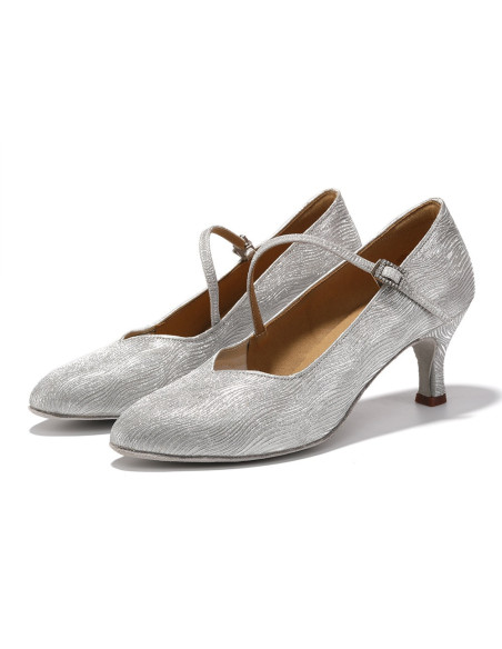 BUTY DO TAŃCA TANECZNE DO STANDARDU DELIKATNE KRYTE SREBRNE 6,5cm ROZ.42