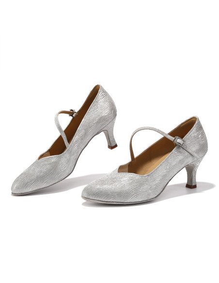 BUTY DO TAŃCA TANECZNE DO STANDARDU DELIKATNE KRYTE SREBRNE 6,5cm ROZ.42