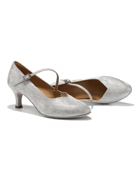 BUTY DO TAŃCA TANECZNE DO STANDARDU DELIKATNE KRYTE SREBRNE 6,5cm ROZ.42