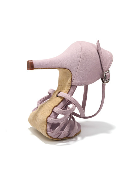 BUTY DO TAŃCA TANECZNE ZAMSZOWE TANGO BACHATA LAWENDOWE DAMSKIE 8cm ROZ.42