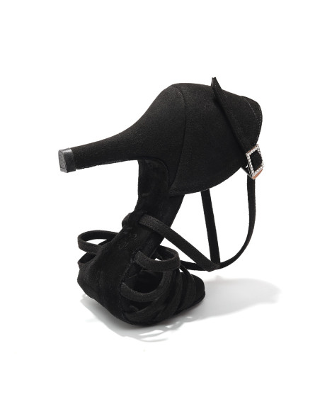 BUTY DO TAŃCA TANECZNE ZAMSZOWE TANGO BACHATA CZARNE DAMSKIE 8cm ROZMIAR