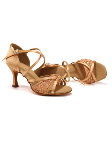 BUTY DO TAŃCA TANECZNE DAMSKIE SATYNOWE Z...