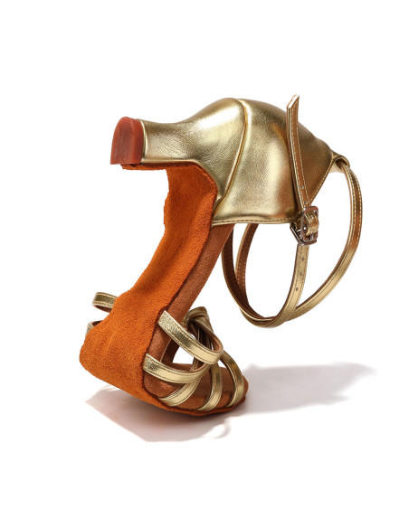 BUTY DO TAŃCA TANECZNE WYGODNE LATINO NA OBCASIE ZŁOTE 5cm ROZMIAR