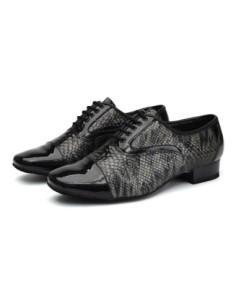 MĘSKIE SKÓRZANA BUTY DO TAŃCA TANECZNE CZARNE WĘŻOWE ELEGANCKIE 2,5cm R.46