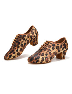 BUTY TANECZNE DO TAŃCA TRENINGOWE PRAKTISY ĆWICZKI SATYNOWE PANTERKA 4,5cm 2