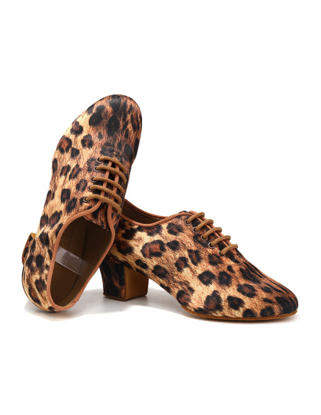 BUTY TANECZNE DO TAŃCA TRENINGOWE PRAKTISY ĆWICZKI SATYNOWE PANTERKA 4,5cm