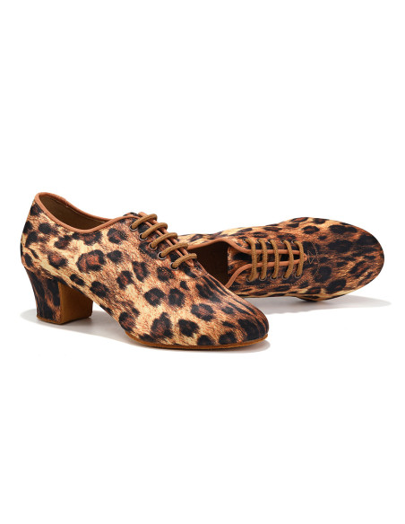 BUTY TANECZNE DO TAŃCA TRENINGOWE PRAKTISY ĆWICZKI SATYNOWE PANTERKA 4,5cm