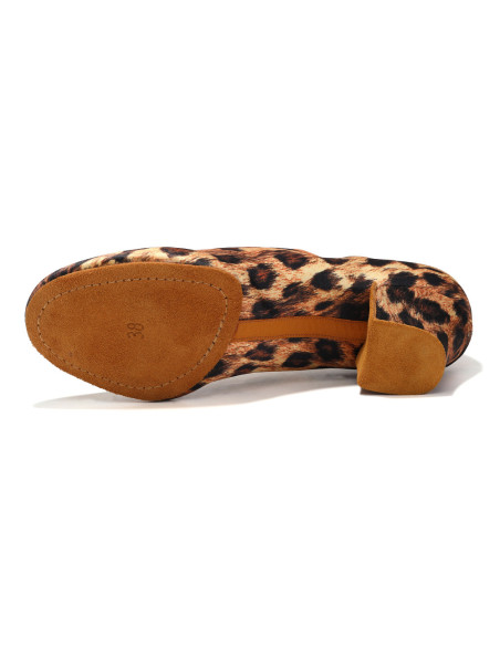 BUTY TANECZNE DO TAŃCA TRENINGOWE PRAKTISY ĆWICZKI SATYNOWE PANTERKA 4,5cm