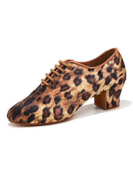 BUTY TANECZNE DO TAŃCA TRENINGOWE PRAKTISY ĆWICZKI SATYNOWE PANTERKA 4,5cm