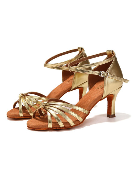 BUTY DO TAŃCA TANECZNE WYGODNE LATINO NA OBCASIE ZŁOTE 7cm ROZMIAR