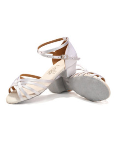 BUTY DO TAŃCA TANECZNE DO ŁACINY DLA DZIECI BIAŁE SATYNA 3,5cm 2