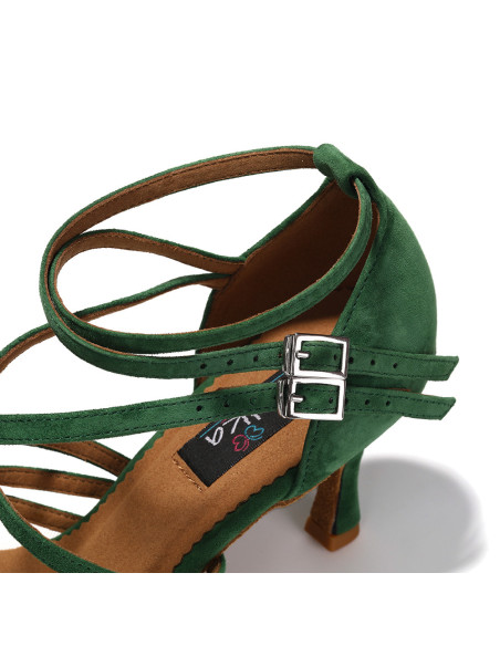 BUTY DO TAŃCA TANECZNE LATINO SALSA STYLOWE ZAMSZOWE SIATECZKA 7,5cm R.42