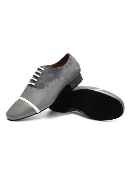 PROFESJONALNE BUTY MĘSKIE DO TAŃCA STANDARDU SKÓRA+ZAMSZ SZARE 2,5cm ROZ.47
