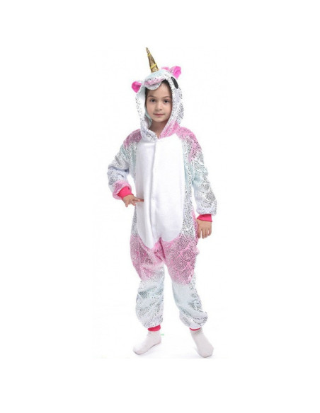 PIŻAMA ZŁOTY JEDNOROŻEC DLA DZIECI PLUSZOWY KOMBINEZON Z KAPTUREM ROZ