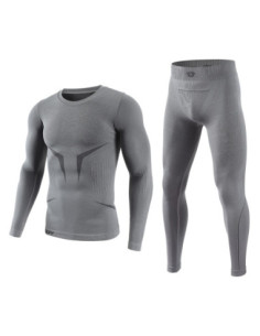 MĘSKA MŁODZIEŻOWA CHŁOPIĘCA BIELIZNA TERMOAKTYWNA SZARA KOMPLET SPORTOWY