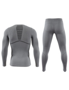 MĘSKA MŁODZIEŻOWA CHŁOPIĘCA BIELIZNA TERMOAKTYWNA SZARA KOMPLET SPORTOWY 2