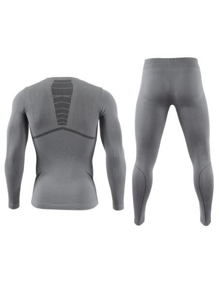 MĘSKA MŁODZIEŻOWA CHŁOPIĘCA BIELIZNA TERMOAKTYWNA SZARA KOMPLET SPORTOWY
