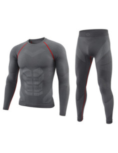 MĘSKA BIELIZNA TERMOAKTYWNA KOMPLET SPORTOWY KOSZULKA + LEGGINSY SZARA