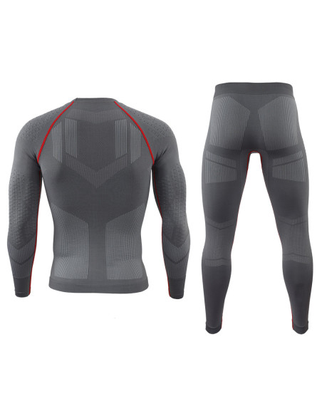 MĘSKA BIELIZNA TERMOAKTYWNA KOMPLET SPORTOWY KOSZULKA + LEGGINSY SZARA