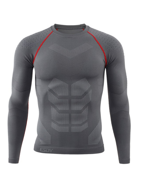 MĘSKA BIELIZNA TERMOAKTYWNA KOMPLET SPORTOWY KOSZULKA + LEGGINSY SZARA