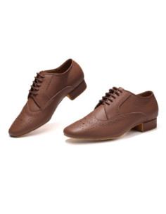 PROFESJONALNE SKÓRZANE BUTY MĘSKIE DO TAŃCA STANDARDU BRĄZOWE 2,5cm ROZ.47 2