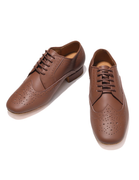 PROFESJONALNE SKÓRZANE BUTY MĘSKIE DO TAŃCA STANDARDU BRĄZOWE 2,5cm ROZ.47