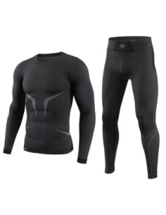 MĘSKA MŁODZIEŻOWA CHŁOPIĘCA BIELIZNA TERMOAKTYWNA KOMPLET SPORTOWY CZARNA