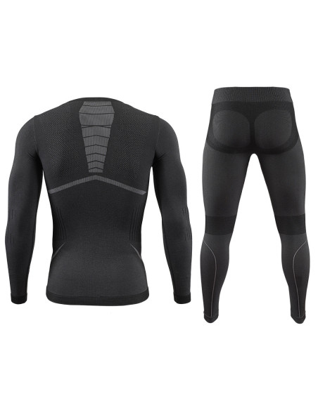 MĘSKA MŁODZIEŻOWA CHŁOPIĘCA BIELIZNA TERMOAKTYWNA KOMPLET SPORTOWY CZARNA