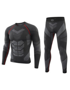 MĘSKA BIELIZNA TERMOAKTYWNA KOMPLET SPORTOWY KOSZULKA + LEGGINSY CZARNA