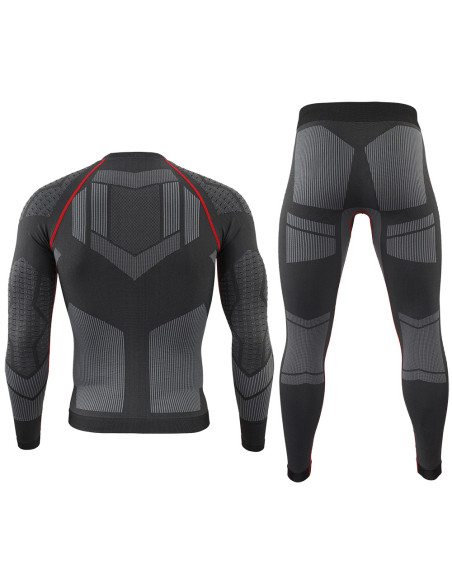 MĘSKA BIELIZNA TERMOAKTYWNA KOMPLET SPORTOWY KOSZULKA + LEGGINSY CZARNA